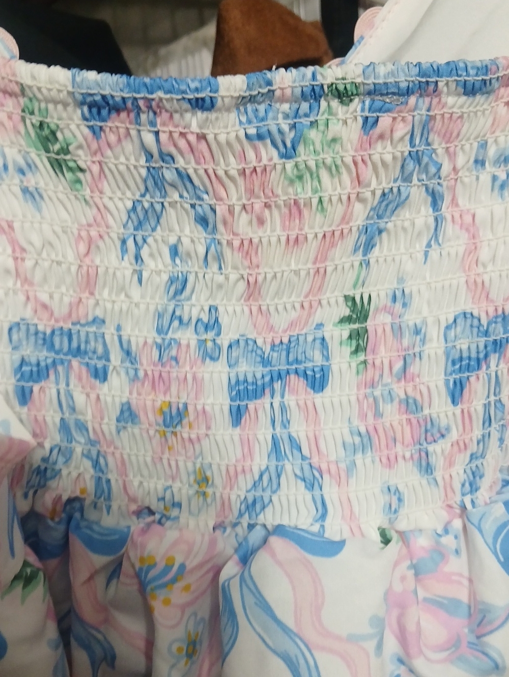 Simply Southern Pink and Blue Bow-Print Mini Dress - Picture 4 of 7